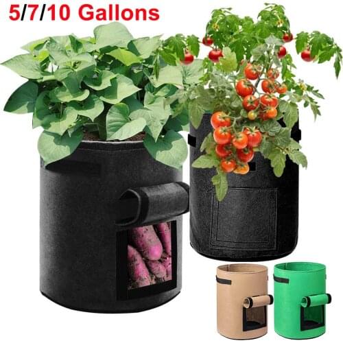 5/ 7/10 Gallon Garden Pots Planters Grow Bags Vegetable Flower Pot Planter Pouch With Handles Garden Tools Seedling Grow Bags