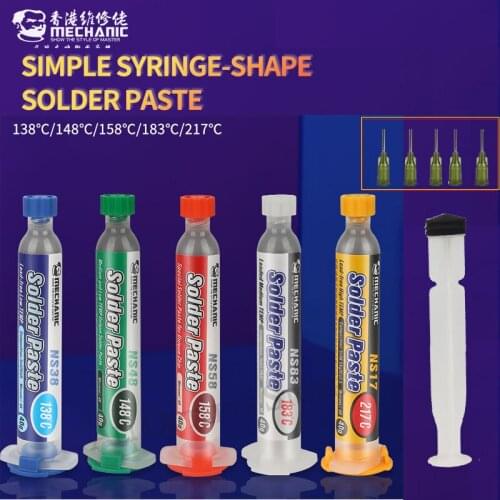 5pcs MECHANIC Lead-free solder paste for PCB SMT BGA Reballing Phone IC Chip Motherboard Repair welding flux with Syringe
