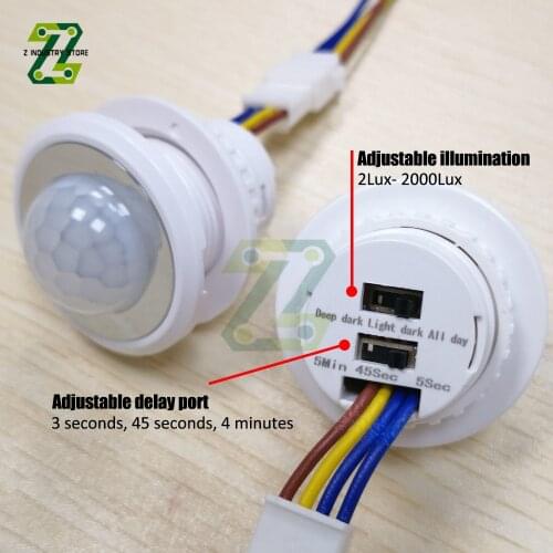 AC 85V-265V LED PIR Adjustable Delay Embedded Human Body Infrared Detector Infrared Motion Sensor Detector Switch