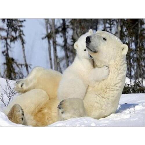 5D Diy Full Square Diamond Painting Animal Cute Polar Bears Resin Crafts Cross Stitch Embroidery Home Decoration FC536