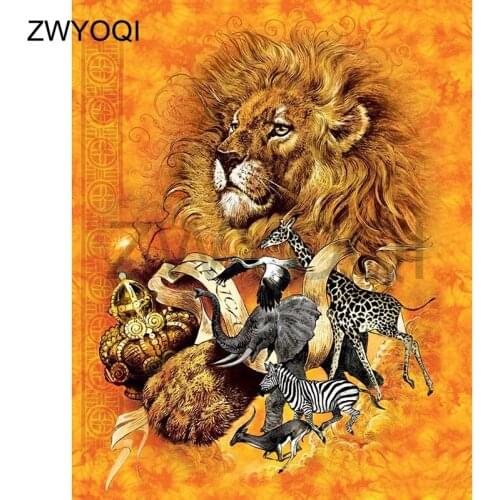 Full Round Diamond painting Cross stitch Lion Zebra Giraffe Full Square Diamond mosaic Lion Zebra Giraffe DIY Diamond embroidery