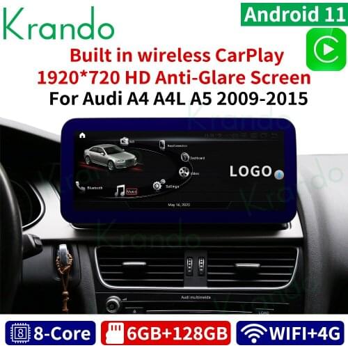 Krando Android 10.0 4G 64G 12.3 INCH IPS Screen Car Radio Player Navi for Audi A4 A4L A5 2009-2016 Audio GPS Wireless Carplay
