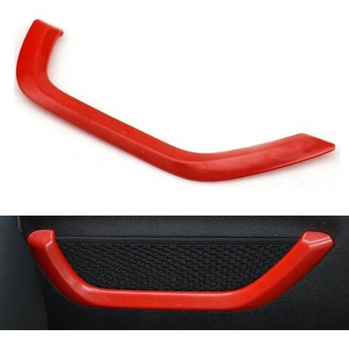 BBQ@FUKA 1* Red Passenger Side Storage Box Pouch Net Decorative Strip Bar Trim Cover Sticker ABS Fit for Jeep Cherokee 2014-2016