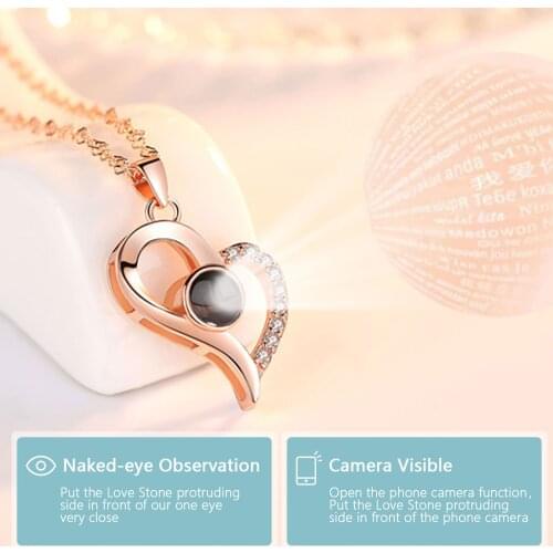 Behogar Eternal Rose Jewelry Gift Box with Heart-shaped Necklace Greeting Card Fashion Gift for Mother Wife Birthday Anniversary