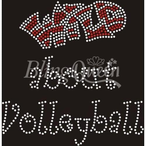 BlingQueen 25PCS/LOT Hot Fix Rhinestone Volleyball Design