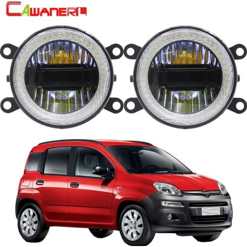 Cawanerl For Fiat Panda 2012 2013 Car Accessories LED Fog Light + DRL Daytime Running Lamp + Angel Eye Bulb 12V 2 Pieces