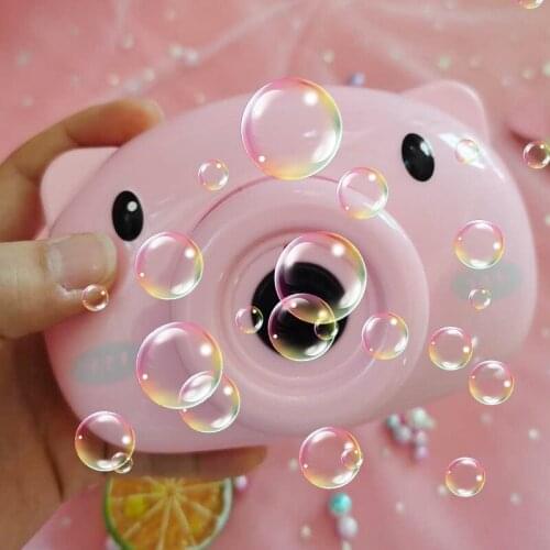 Electric pig bubble machine toy girl heart child cartoon automatic bubble camera boy girl birthday gift Christmas
