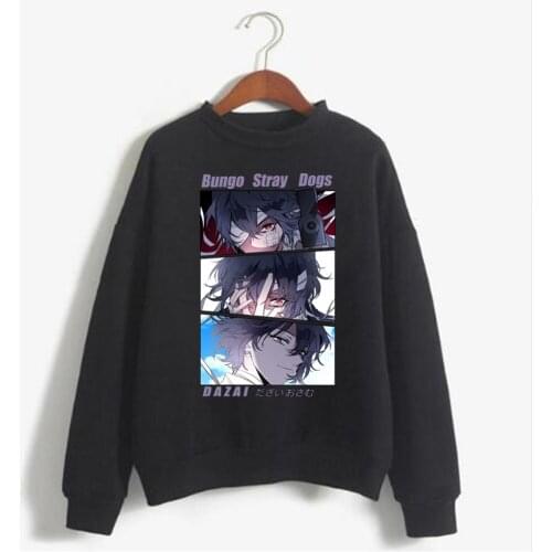 Hot Anime Bungo Stray Dogs Hoodies Pullover Printing Hooded Streetswear Sweatshir Cool Dazai Anime Eyes Men Women Unisex Tops