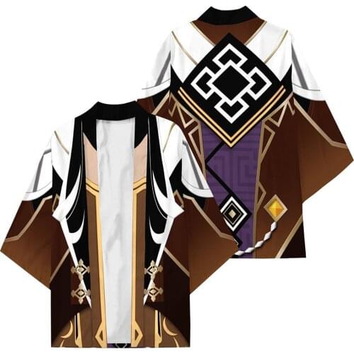 Game Genshin Impact Zhongli 3D Printed Cosplay Costume Cloak Kimono Coat Casual Cardigan Robe