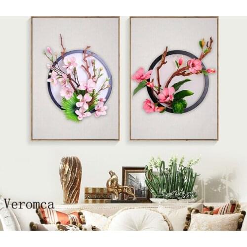 Chinese Stytle Flower Tree Peach Blossom Canvas Painting Posters And Prints Pictures On The Wall For Living Room Home Decoratio