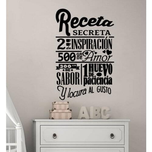 Creative rreceta Text Vinyl Kitchen Wall Stickers Wallpaper For Bedroom Decoration Wall Stickers Waterproof Wallpaper