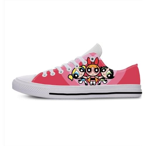 Girls Anime Cartoon Fashion Powerpuff Cute Funny Casual Cloth Shoes Low Top Lightweight Breathable 3D Print Men Women Sneakers