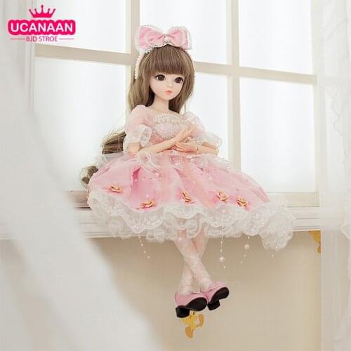 UCanaan BJD Doll 60CM 1/3 Ball Jointed Dolls With Full Clothes Outfits Shoes Wig Hair Makeup Dress Up Toys For Girls Collection