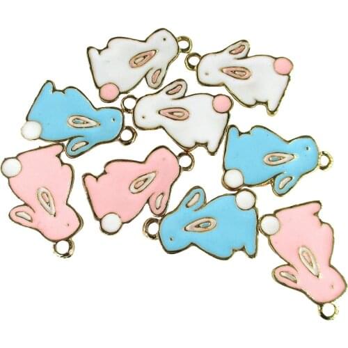10pcs Fashion alloy enamel rabbit bunny charms animal rabbit pendant for metal earrings hair accessories DIY jewelry making