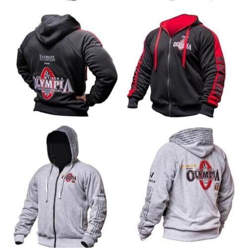 2021 Olympia Mens Gyms Hoodie Fitness Bodybuilding Sweatshirt Mens Fitness Jacket High Quality Cotton Hoodie Clothing