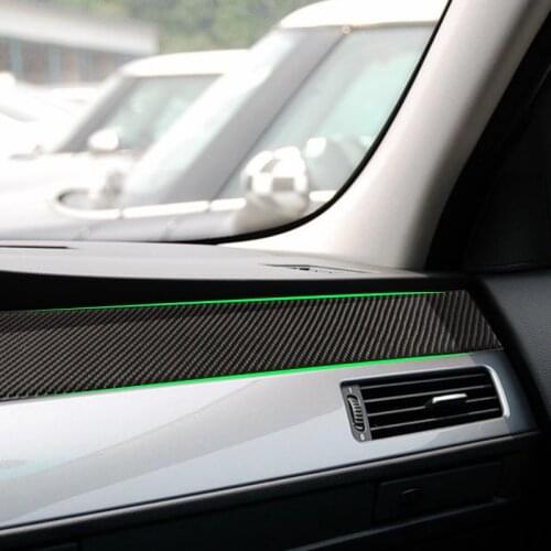 Carbon Fiber Car Center Control Side Dashboard Strips Cover Sticker Trim For BMW 5 Series E60 E61 2004 2005 2006 2007 - 2010