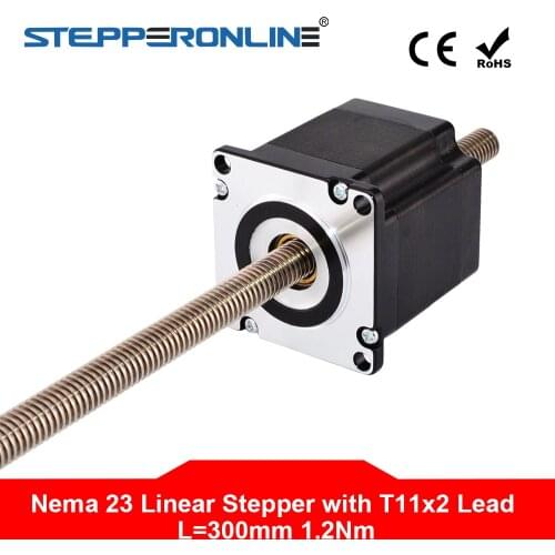 Nema 23 Non-captive Linear Stepper Motor 4-lead 56mm Stack 2A Lead 2mm/0.07874" Lead Screw Length 300mm