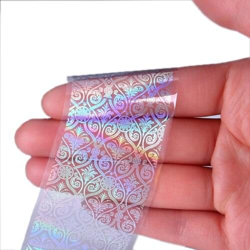 New Arrival Beauty supply Laser Shinny Transfer Stickers 100cm/Roll Gel Polish Decal Nail Art Transparent Nail Foil JQ173
