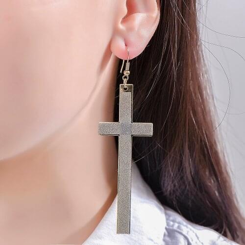 New Fashion Gold Silver Black Color Long Tassel Cross Shape Earrings Jewelry For Women Girls Jewelry Accessories Gift