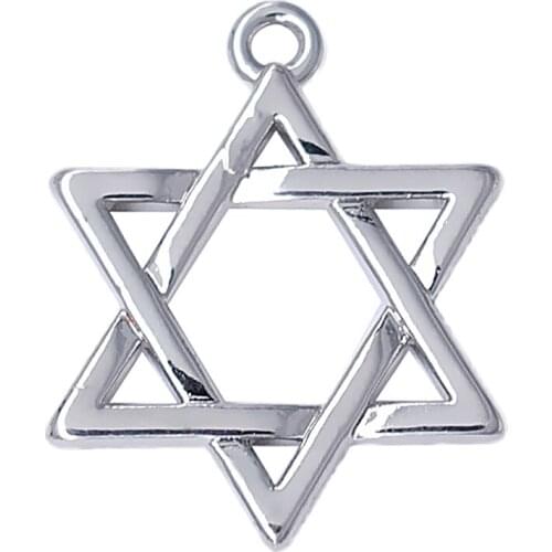 Popular Gold Tone Star Of David Judaism Hexagram Charm Pendant DIY Men and Women Religious Lucky Amulet Jewelry