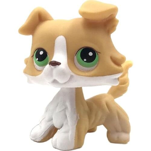 LPS CAT Rare pet shop cute toys dog collie #272 yellow white puppy doga green eyes New Year gift animal figure toys for children