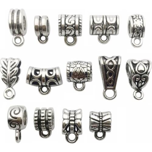 REGELIN Tibetan Antique Silver color Curved Tube Spacers Beads Charms for Necklace Bracelet DIY Jewelry Making findings