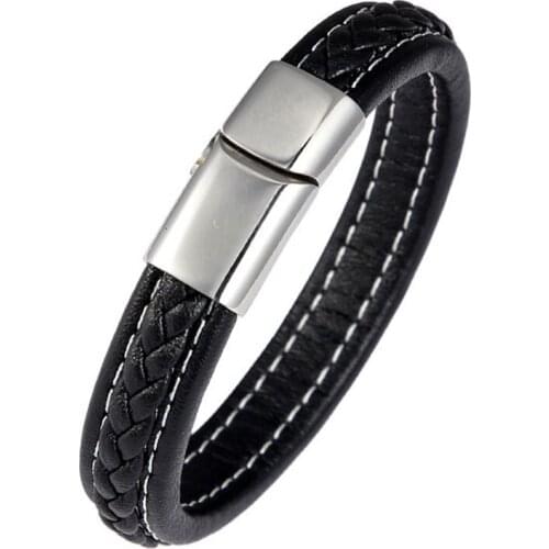 Retro Metal Leather Bracelets For Men Vintage Handmade Bangles Homme Male Jewelry Punk Rock Modern Bracelet 2021 Stainless Steel