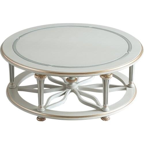 French light luxury round tea table living room European carved solid wood sofa tea table corner combined furniture