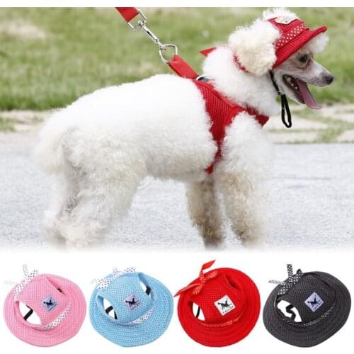 Pet Dog Hat Cap Breathable Net Cloth Outdoor Dog Cap Canvas Small Dog Comfortable Hat Sunscreen Accessories