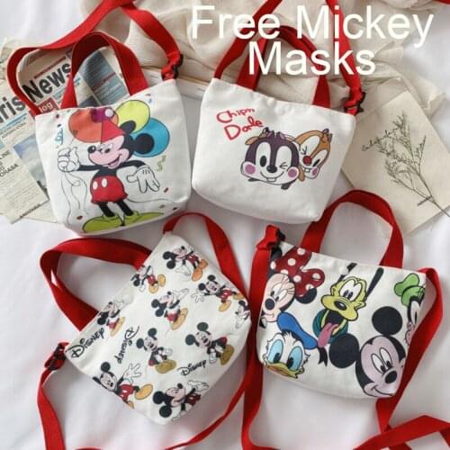 Disney Mickey Mouse School Bag Chip n Dale Childrens Bag Canvas Single Shoulder Bag Cartoon Baby Girls Messenger Bag Paquete