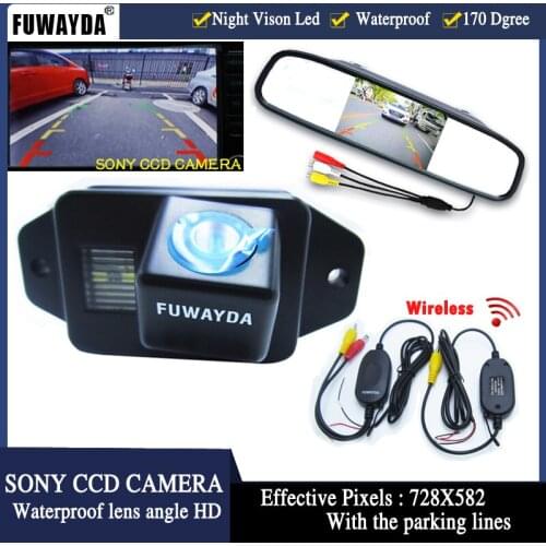 FUWAYDA Auto Parking Assistance System LCD Mirror Car 4.3" Monitor+rearview Car Camera for TOYOTA LAND CRUISER PRADO 2700 4000