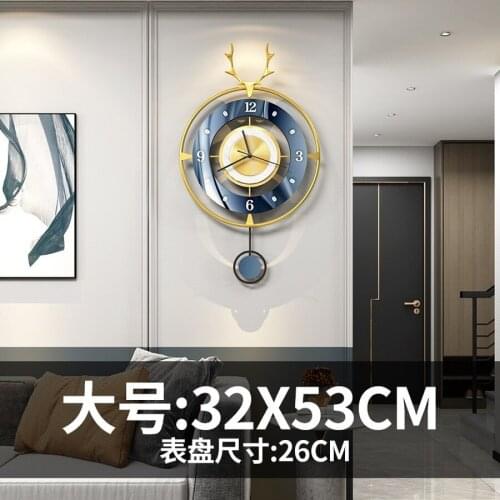 Modern Wall Clock with Pendulum Creative Watch Nordic Style Luxury Deer Head Living Room Home Fashion Personality Decoration