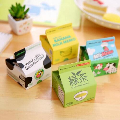 300 Sheets Kawaii Milk Green Tea Box Paperlaria Memo Pad Note Message Marker Planner Noepad School Student Office Stationery