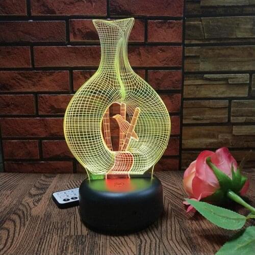 Vase Led 3d Visual Nightlight Creative Colorful Touch Charging Stereo 3d Lamp Novelty Usb Led Kids Lights Lamps