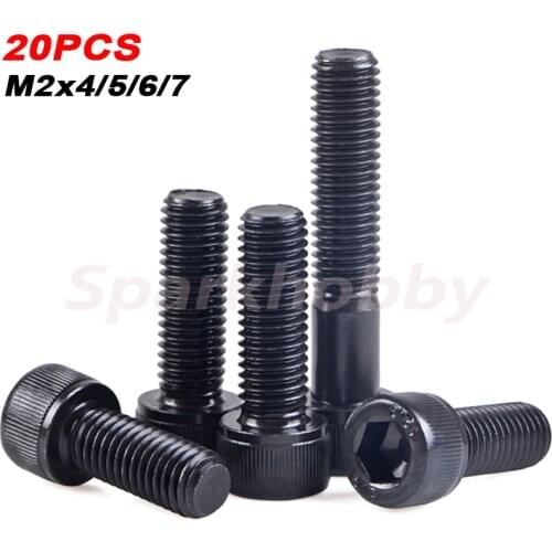 20PCS Grade 12.9 Allen socket head screw M2x4/5/6/7 Hexagon Socket Head Cap Screws Stainless Steel For 1103 1105 motor propeller