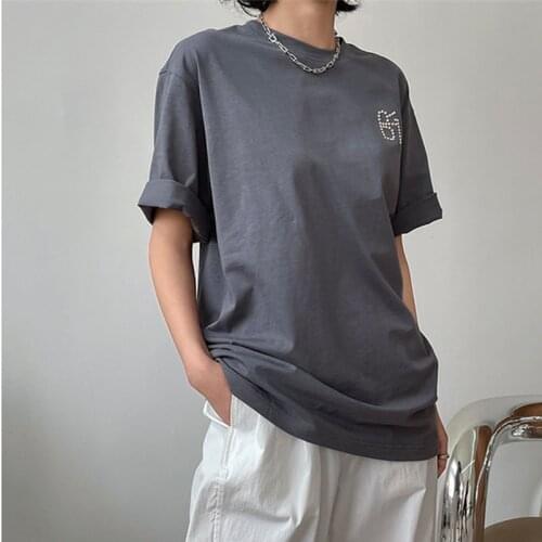 2021 New Summer Casual Ladies T-shirt Letter Loose High Quality Women Tee Round Neck Fashion Elegant Female Tops T224