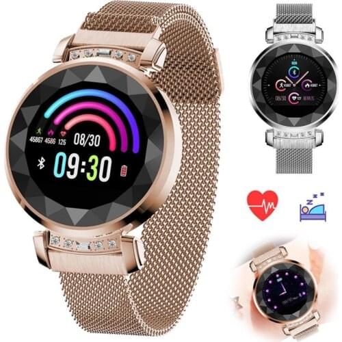 Women Girls Smart Watch Heart Rate Monitor Fitness Tracker Steps Count Multiple Sports Mode Stainless Steel Smartwatch Bracelet