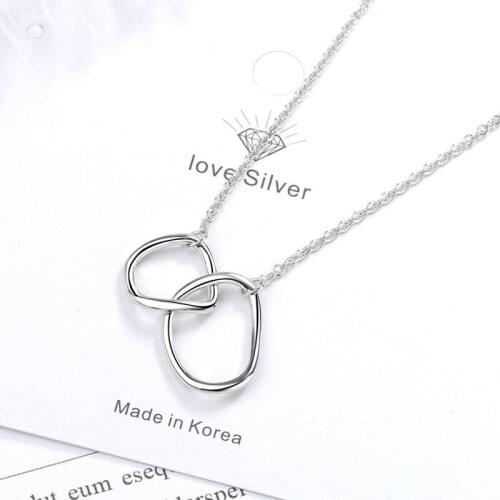 KOFSAC New Simple 925 Sterling Silver Necklaces For Women Jewelry Chic Irregular Double Circle Necklace Lady Party Accessories