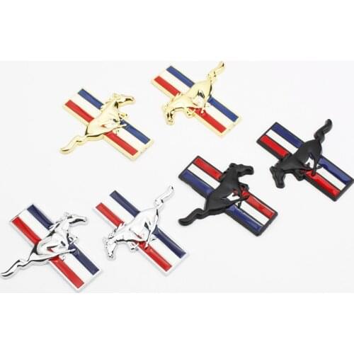 1Pair 3D Metal Car Sticker Rear Trunk Emblem Badge For Ford Mondeo MK GT 350 500 Cobra Shelby Kuga Edge Mustang Accessories
