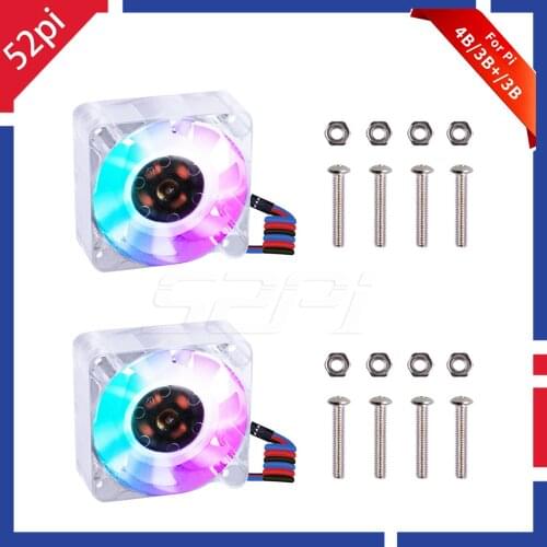 2 Set DC 5V Adjustable Speed 40*40*10mm Colorful 3 Wires Silent Cooling Fan Heat Sink Kit for All Mode Raspberry Pi