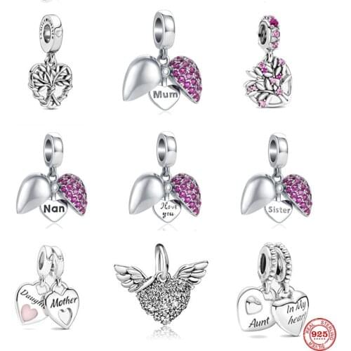 2020 new free shipping mum nan i love you sister family tree diy charm fit original Pandora charms silver 925 bracelet X252