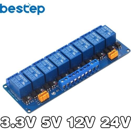 3.3V 5V 12V 24V 8 Channel Relay Module High and Low Level Trigger with Optocoupler Relay Output 8 way Relay Module for Arduino