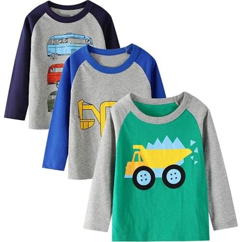 Boys Long Sleeve T-Shirt Cotton Casual Winter Crewneck Basic Active Tops Tee Tunic Shirts 3 Packs Sets