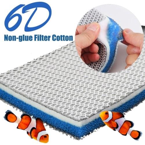 6D 6Layers Aquarium Filter Sponge No Glue Foam Biochemical Cotton Fish Tank Filtration Accessories
