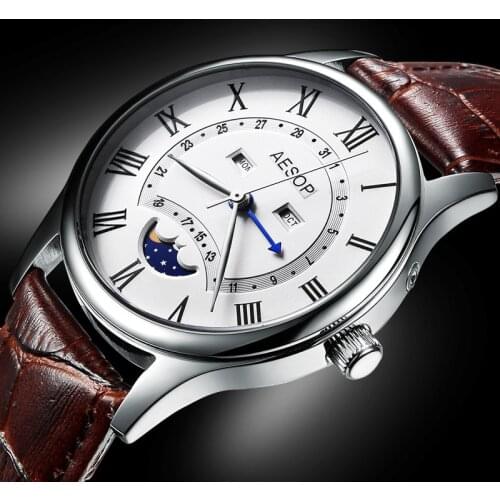 Aesop 2021 Moon Phase Automatic Luxury Top Brand Sapphire Crystal Watches Mechanical Watch Men Wrist Watch Relogio Masculino
