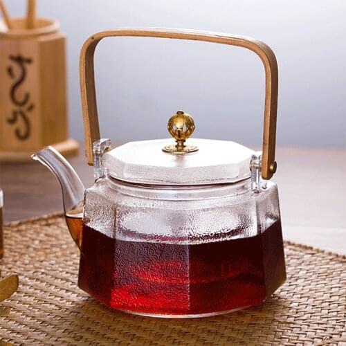 Afternoon tea scented tea, glass filter liner, teapot, glass teapot, octagonal pot, Japanese style hammered beamed pot teapot