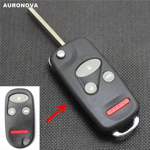 AURONOVA New Upgrade Folding Key Shell for Honda Accord City Fit Odyssey 3+1 Buttons Remote Car Key Case With No.2 Blade