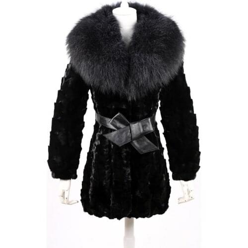 Free shipping New Mink Fur coat Fur Collar Women super-luxury Mink Fur jacket Winter Big Size