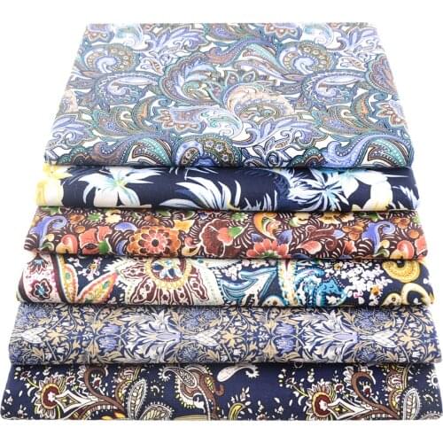 Booksew Per Yard Meter Spanish Style Poplin Cotton Cloth Printed Quilt Fabrics For Sewing Apparel Accessories Dress Needlework