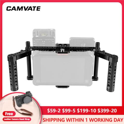 CAMVATE Directors Universal Monitor Cage With Dual Aluminum Cheese Handles &1/4"-20 & 3/8"-16 Mounting Holes For 7" Monitors